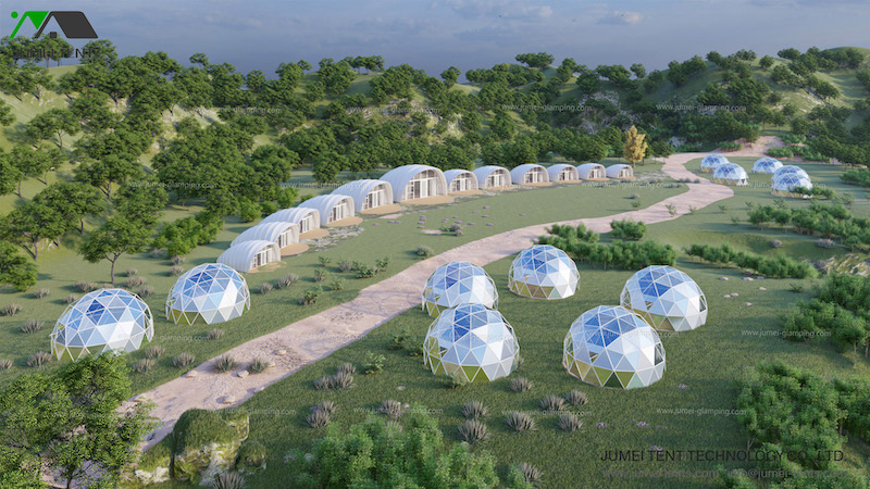 Glamping Resort Idea: Glamping Dome and Shell Glamping Pod