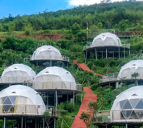 Glamping Domes Along the Hillside