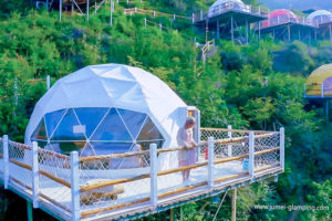 White Glamping Dome on the Deck