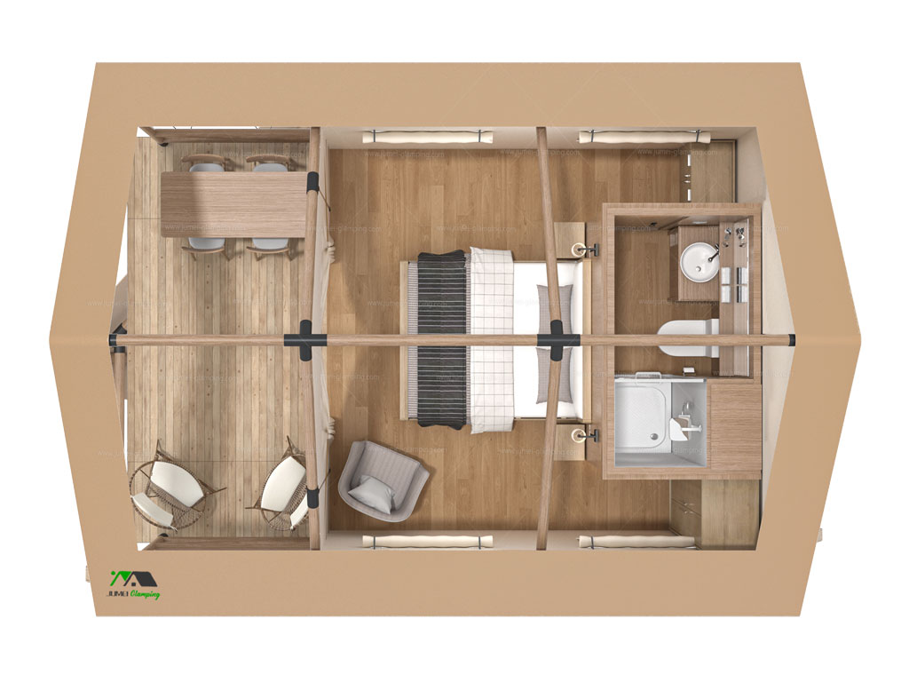 Luxury Safari Tent B32 Floor Plan(3D)