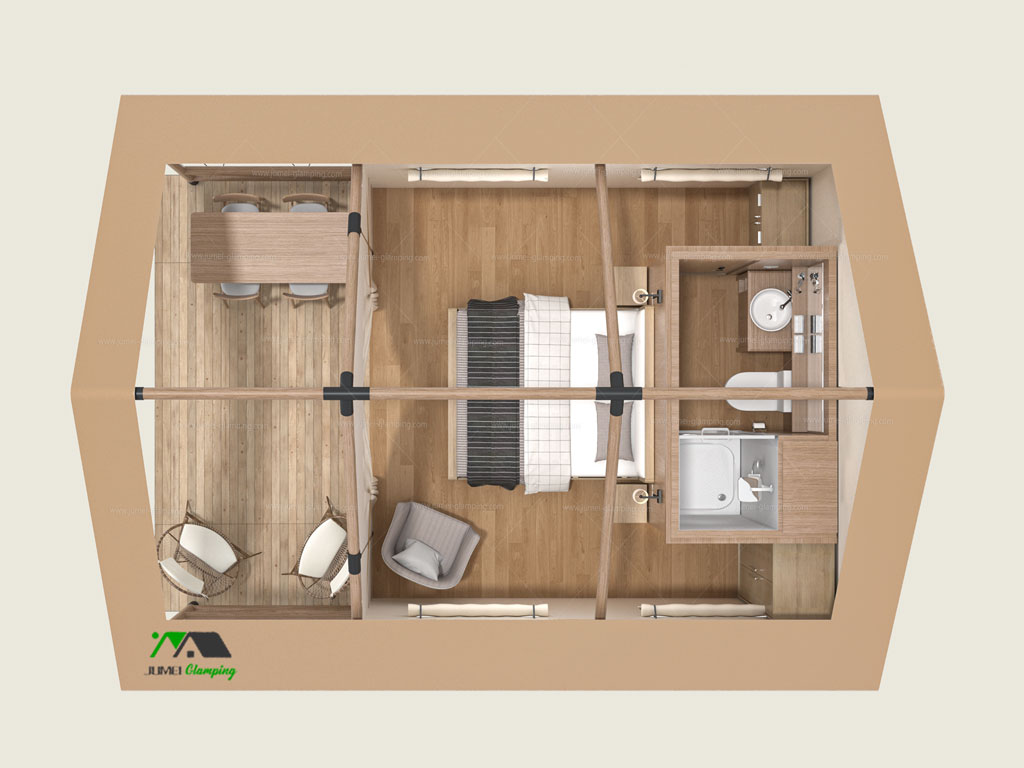 Luxury Safari Tent B32 Floor Plan