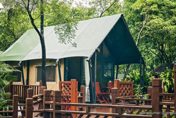 8 Chic Green Safari Tents in a Landscape Gardeng Glamping Resort
