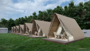 A-frame Safari Tent Glamping Retreat Design