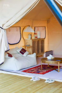 King bed Safari Tent Interior
