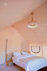Safari tent interior bed
